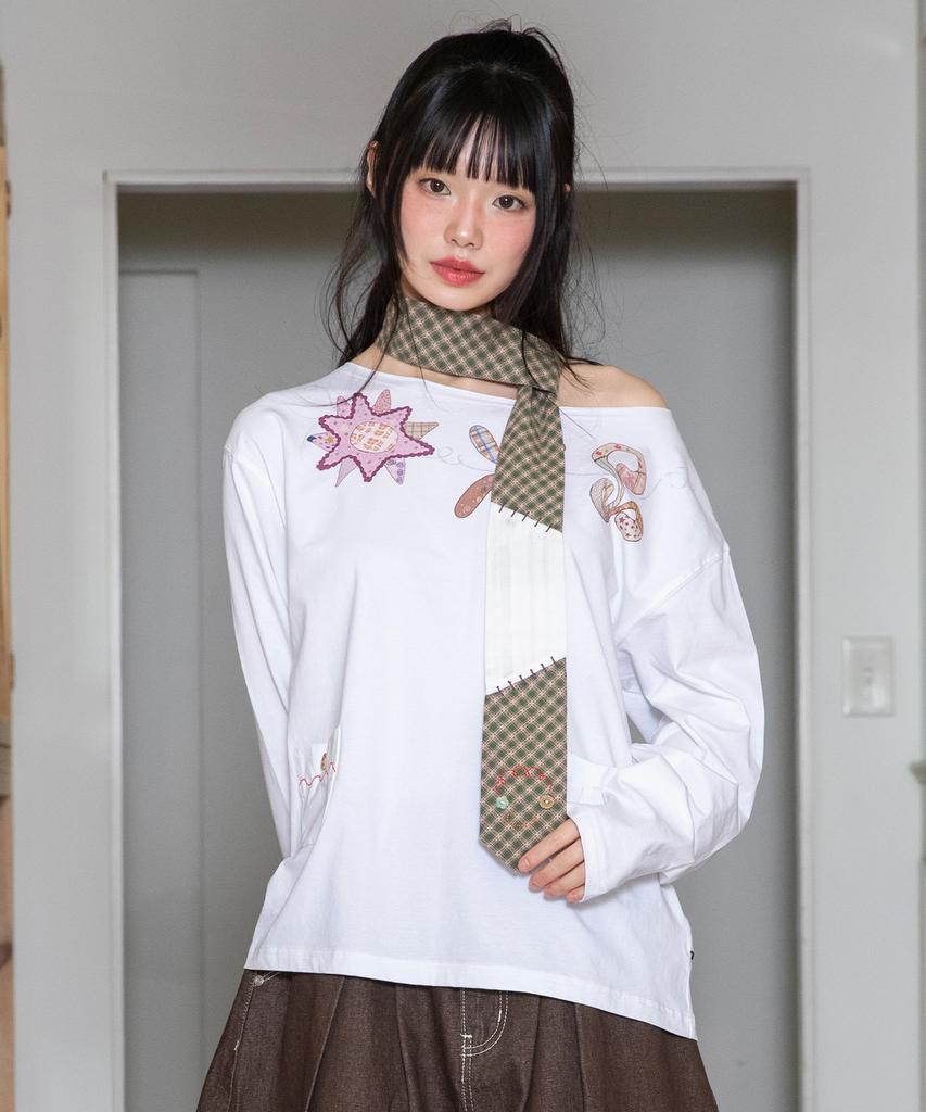 RuNaKi'Hu' Wxt088 Torori One-Shoulder Long Sleeve (White)