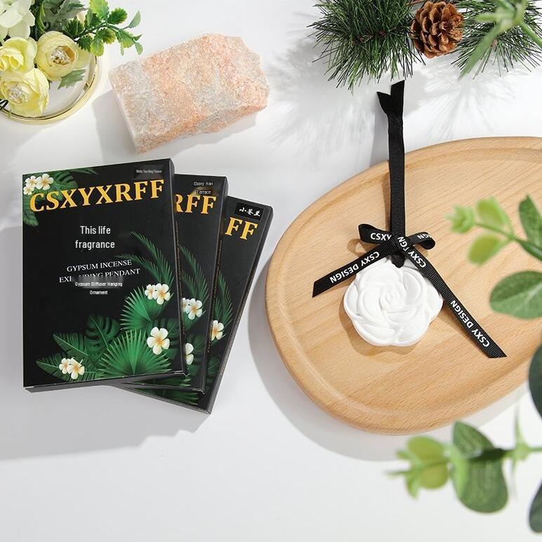 Camellia Gypsum Aroma Diffuser: Hanging Ornament for Wardrobe & Car Fragrance