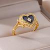 Zircon Heart Rings For Women Stainless Steel Gold Color Aesthetic Couple Ring  Trend Wedding Jewelry Gift For Friend