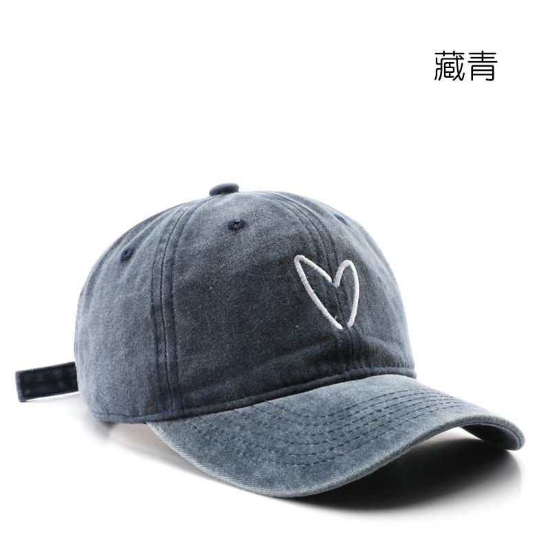

Personalized washing love embroidery cap outdoor travel sun protection shade baseball cap темно-синий