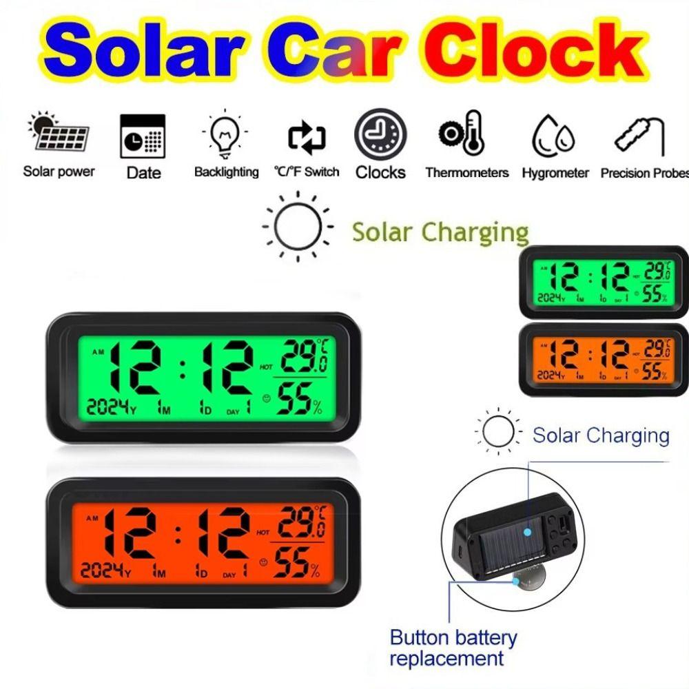 Digital Display Solar-Powered LCD Digital Car Clock LCD Digital Solar Car Clock  Automobiles