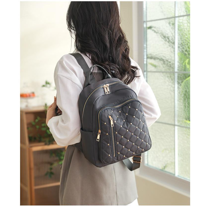 IELGY Однотонный ромбовидный швейный стильный рюкзак с заклепками — фото 8