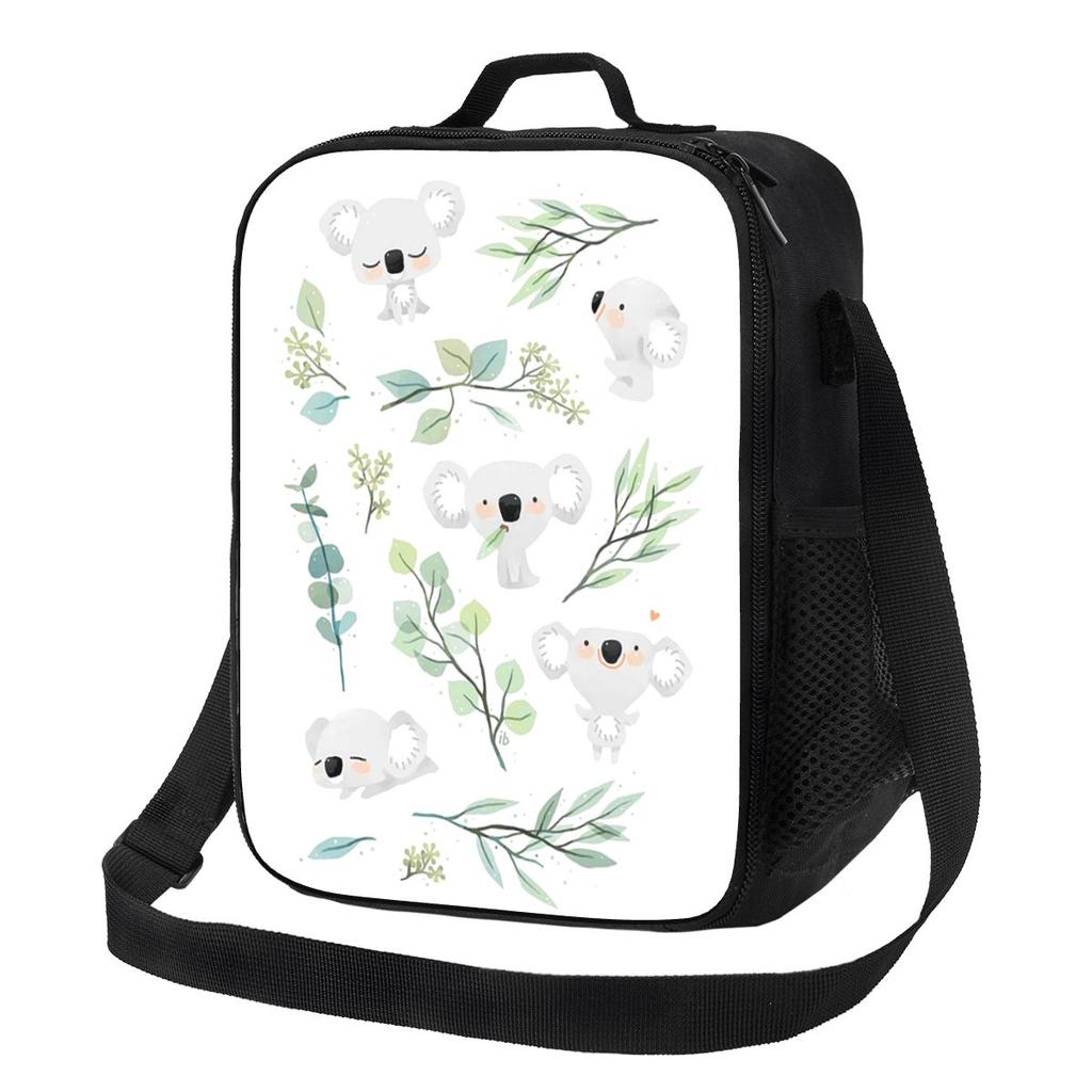 Koala And Eucalyptus Pattern Lunch Bags Insulated Bento Box Waterproof Lunch Tote Picnic Bags Cooler Bag for Woman Student Work