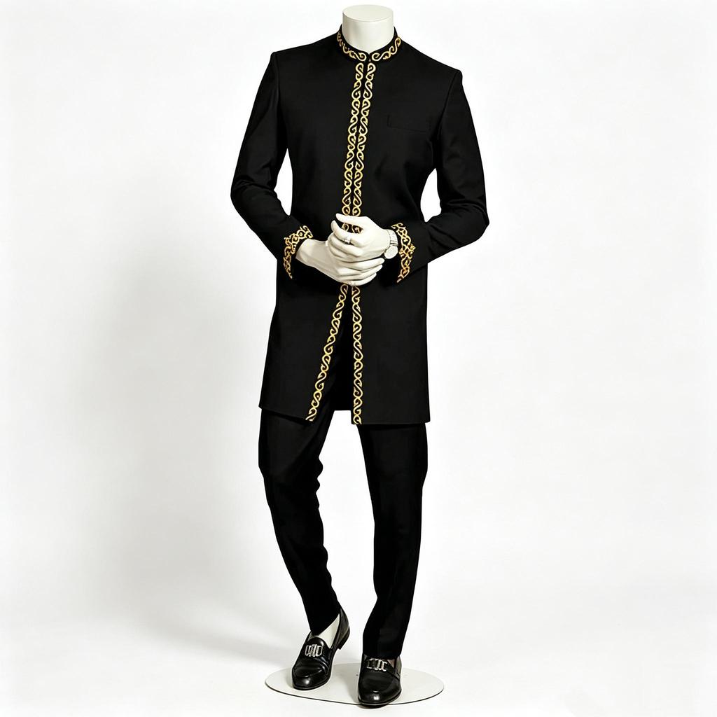 Men 2‑Piece Casual Set, Long Sleeve Mandarin Collar Embroidered African Style Shirt & Pants