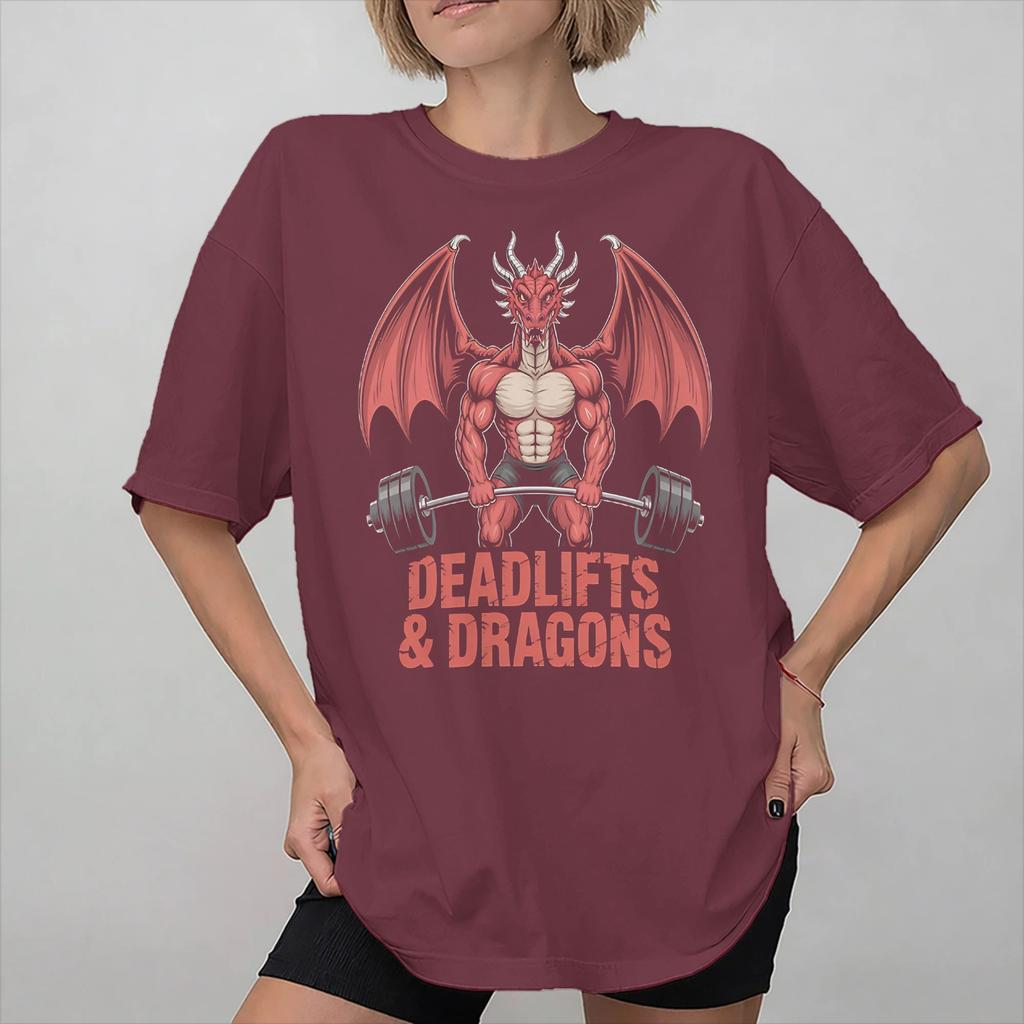 Unisex Women Print Dumbbells and Dragons Tee T Shirt 100 Cotton Tshirts Clothes