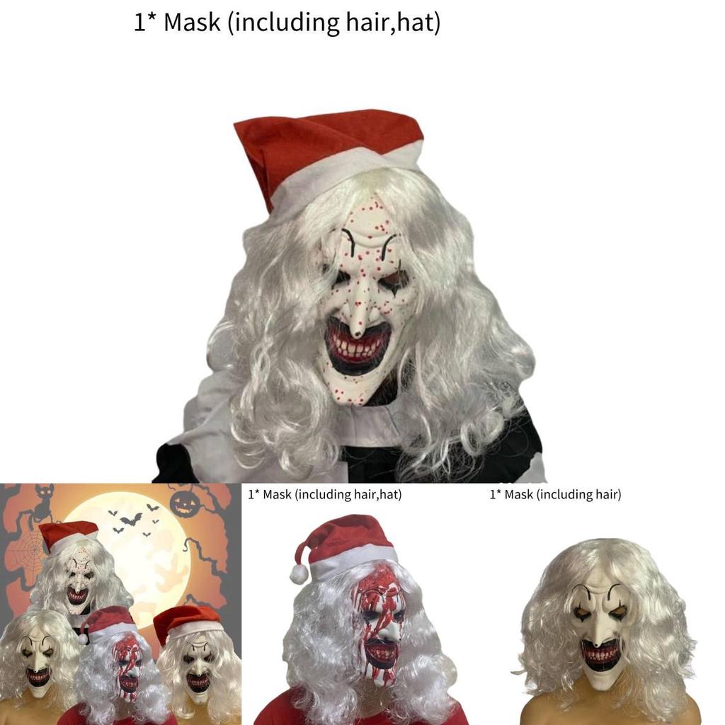 Maschera da Clown Terrifier 3 Realistica 2024 Bianco e Nero Lattice Horror Costume Prop