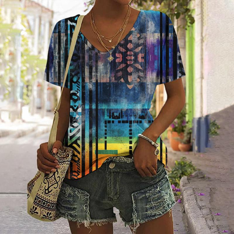 3D Krawatte Gefärbt Gedruckt T Shirts für Frauen Sommer Kurzarm Weibliche Kleidung Straße Casual Top Vintage Pullover Weibliche T-Shirt neue