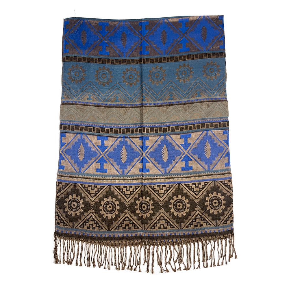 Bohemian Cotton Jacquard Geometric Shawl: High-End Women's Evening Scarf