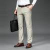 Jarní a podzimní nové luxusní plyšové společenské kalhoty pro muže, rovné nohavice, slim fit, elastické, tenké, ležérní kalhoty, podzimní a zimní pánské kalhoty