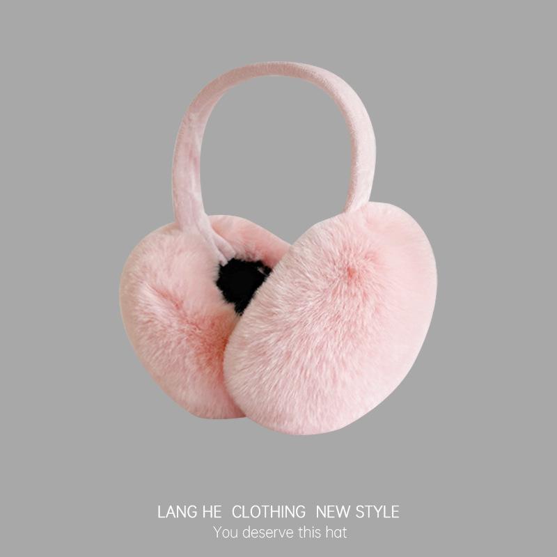 Pluszowe Ciepłe Nauszniki Damskie Słodkie Nauszniki Zimowa Ochrona Uszu Zimoodporne Zimowe Jednokolorowe Ocieplacze na Uszy Składane Jesienno-Zimowa Torba na Uszy Duże