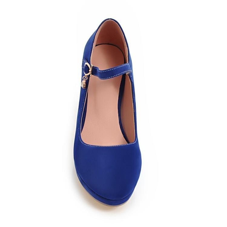 Early Spring High Heels Suede Water Table Buckle Shoes Large Size Single Shoes