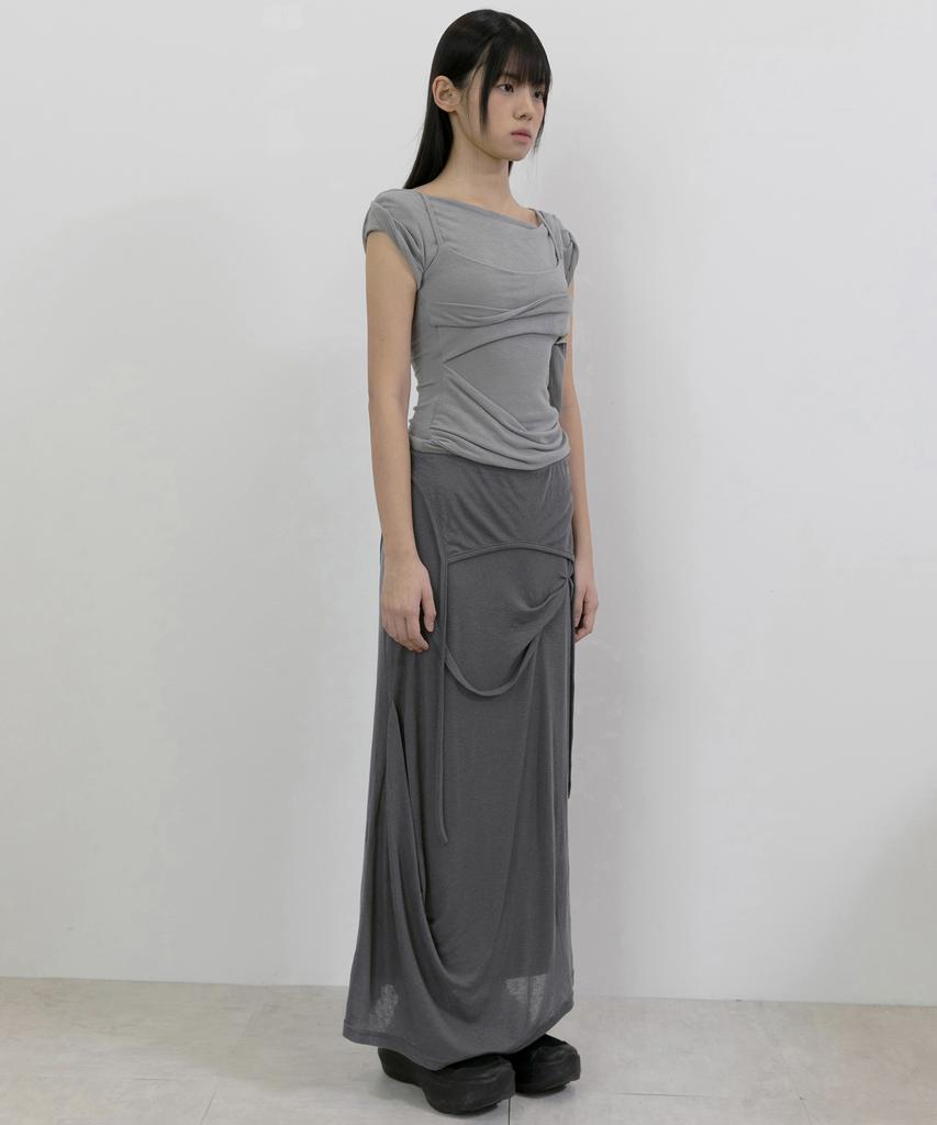 Peulleeoeob Layered Bustier T-Shirt (Fl-108_Gray)