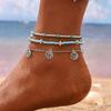 Simple Design Alloy Shell Pendant Rice Bead Anklet Retro Versatile Personality Multi-layer Vacation Foot Decoration