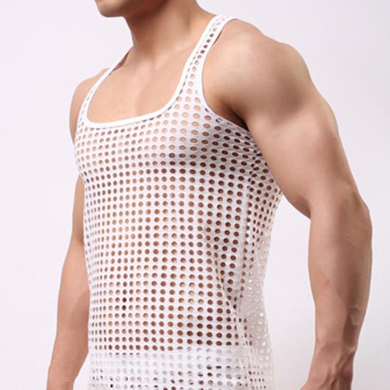 Men Underwear Stretchy Mesh Male Japan Style Pure Color Undershirt for Bathroom