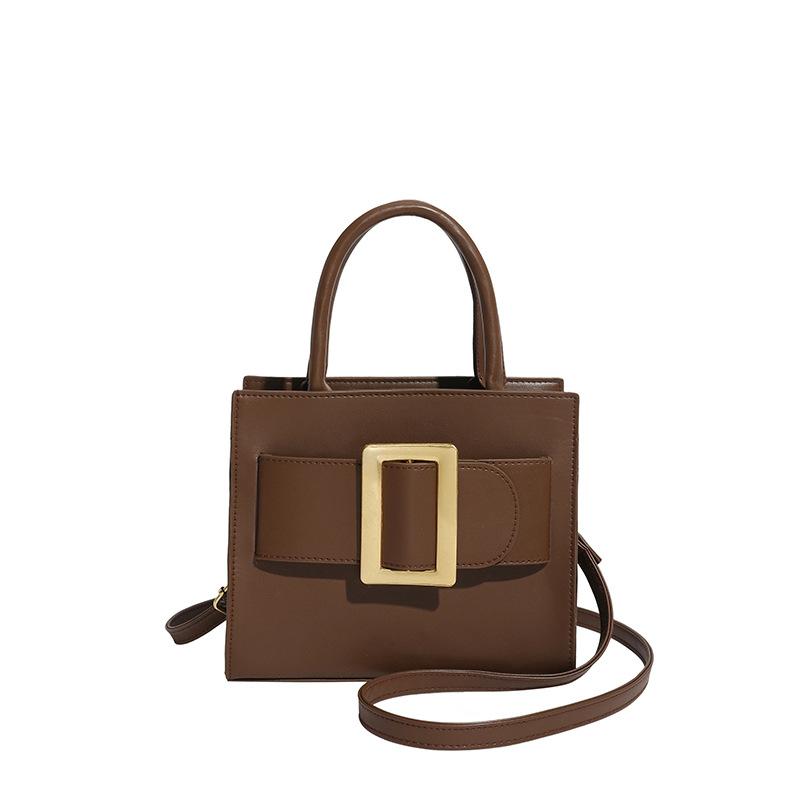 Women Retro Fashion Solid Color Small Square Shoulder Crossbody Handbag