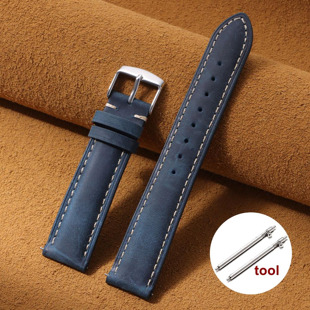 Wax Vintage Quick Release 24mm 22mm 20mm 18mm 16mm 14mm Genuine Leather Watch Bands for Men Women Top Grain Leather Watch Strap