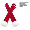 1 Pair Long Velvet Gloves for Women Elbow Length Red Formal Gloves with Faux