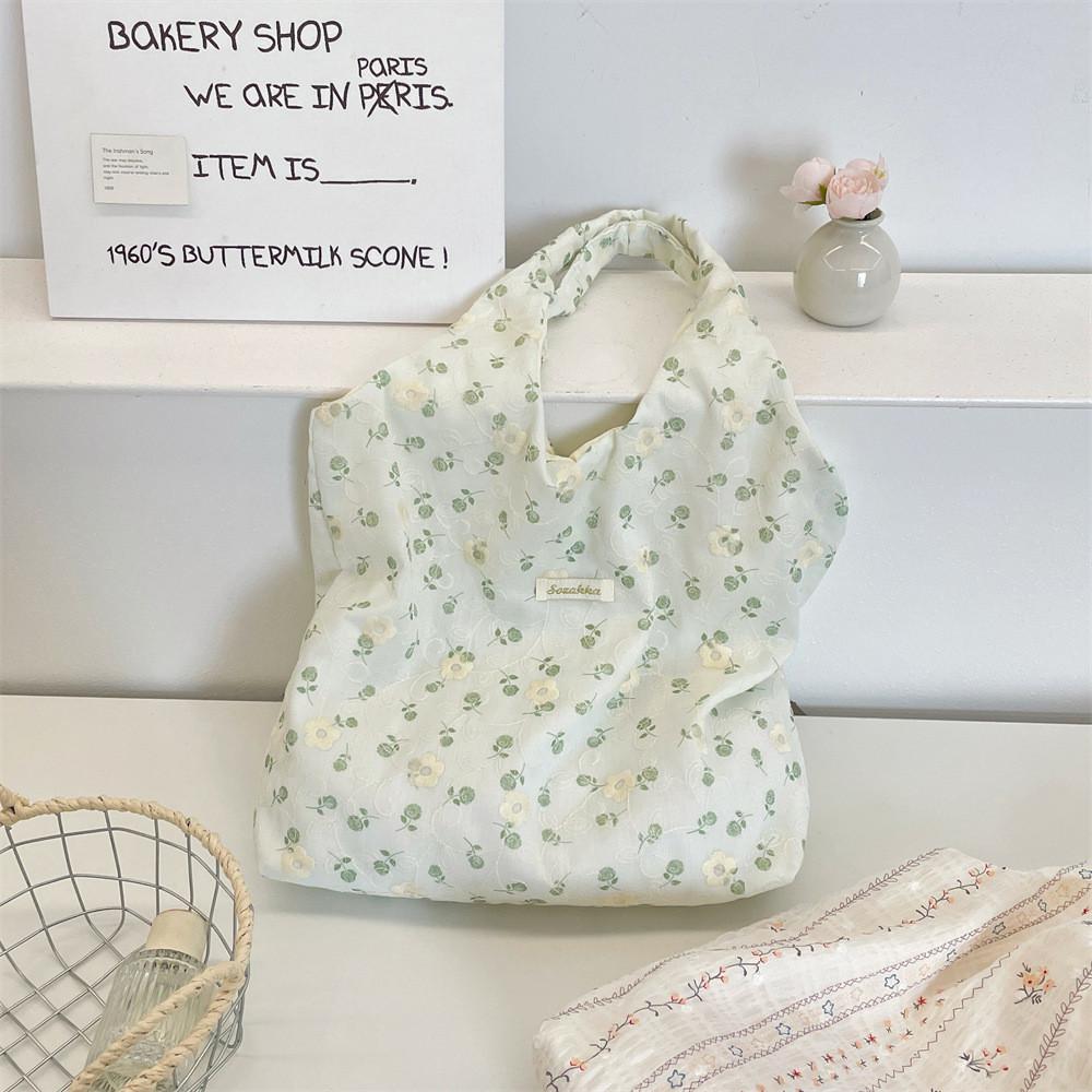 Floral Pattern Tote Bag With Soft Polyester Material For Daily Casual Use