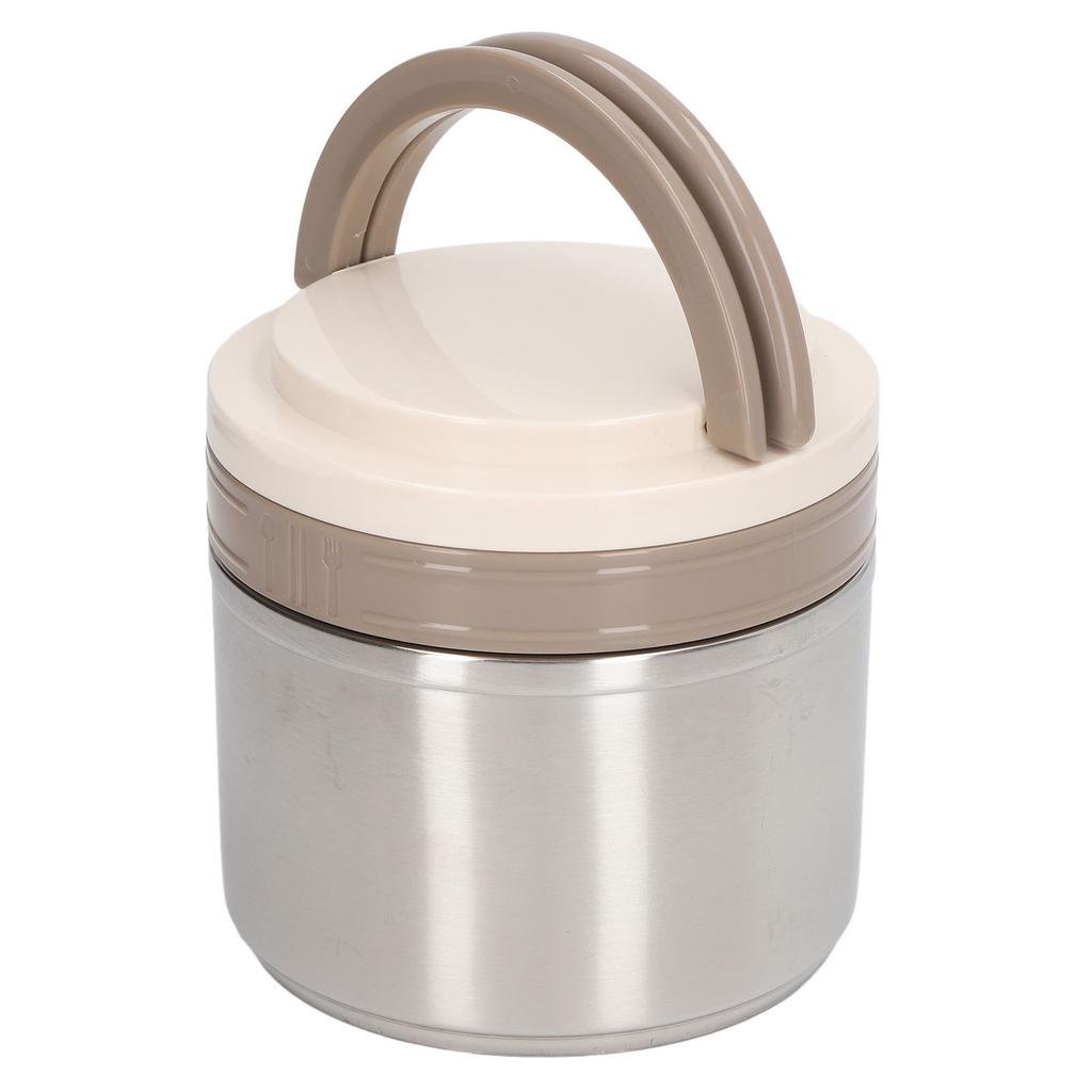 304 Edelstahl Breidose Tragbarer Runder Isolierter Lunchbehälter Warmhaltebehälter mit Löffel für Studenten 0,8L