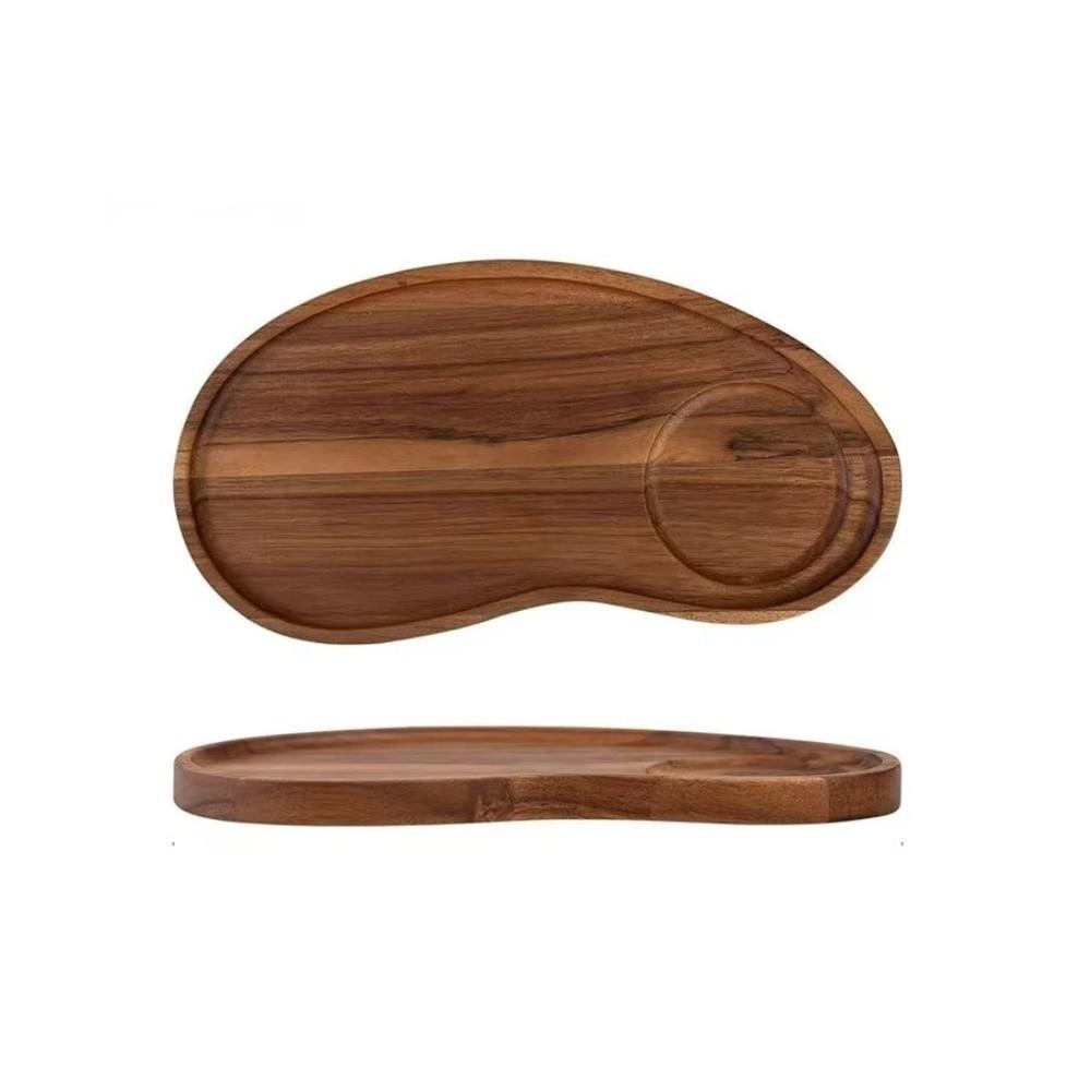 with Coaster Cashew Nut Wood Tray Natural Breakfast Tray Serving Ware Food Dish  Hotel
