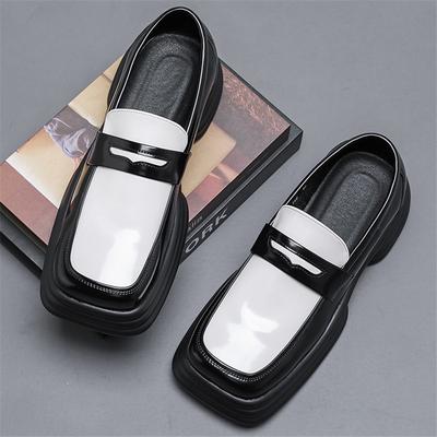 New Men's Black White Mixed Thick Bottom Height Increasing Leisure Shoes Male Monk Strap Loafers Tenis Masculino Zapatos Hombre
