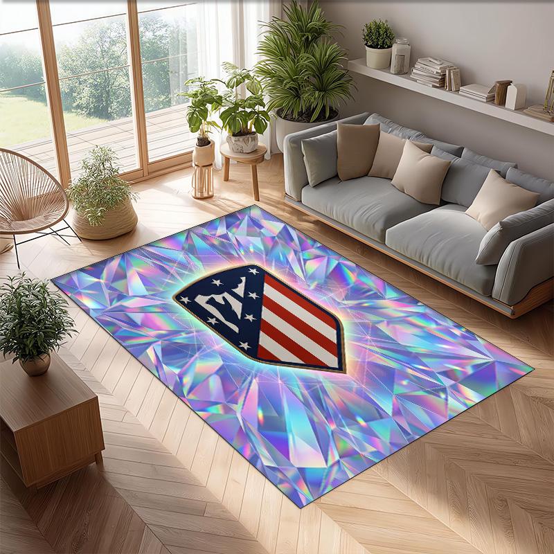 Atletico Madrid Printed Flannel Area Rug Non Slip Soft Polyester Floor Carpet Indoor Decor Mat for Bedroom Living Room Sofa Game Room Home Decoration