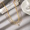Euro-American Style Multi-layered Titanium Steel Necklace, Light Luxury High-end Zircon Clavicle Chain