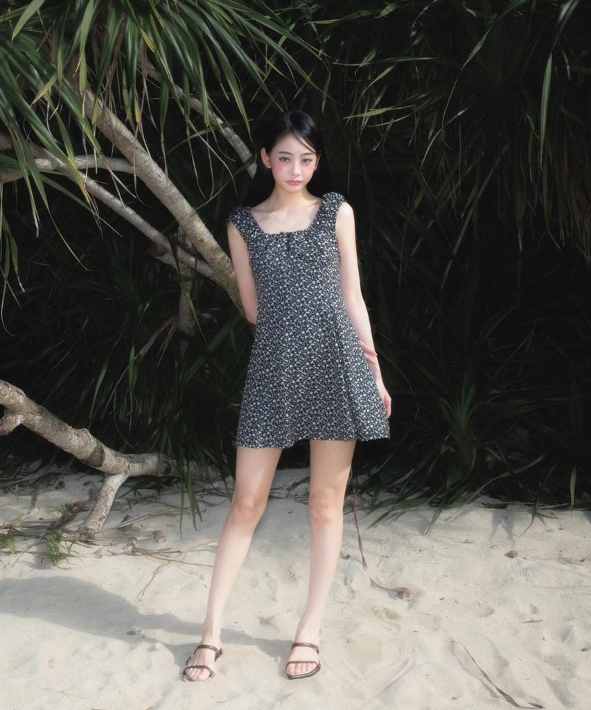 ROSEFRANTZ Flower Garden Mini Dress [Black]