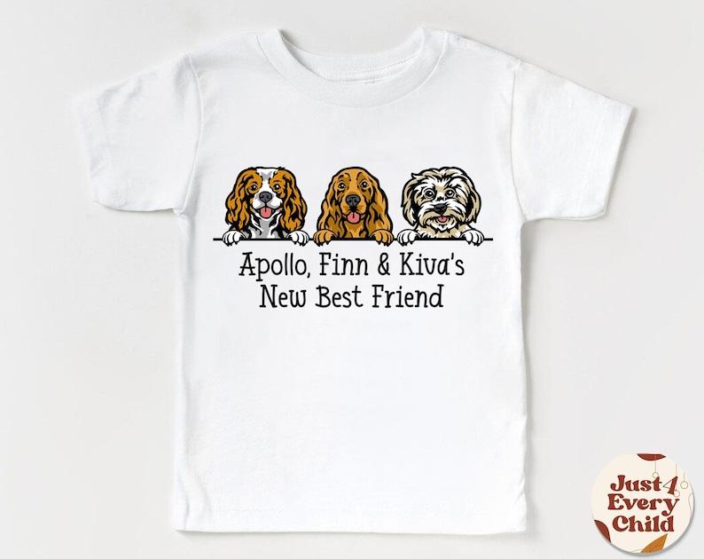 Best Friend Dog Kids Shirt, Personalized Dog Name Baby Body, Cute Personalized Tee, New Best Friend, Dog Name Kid Natutal Shirt, Baby Gift 160
