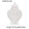 European White Hollow Ceramic Vase with Plum Blossom Carving Decorative Jar Tabletop Dried Flower Vase Indoor Craft Decoration
