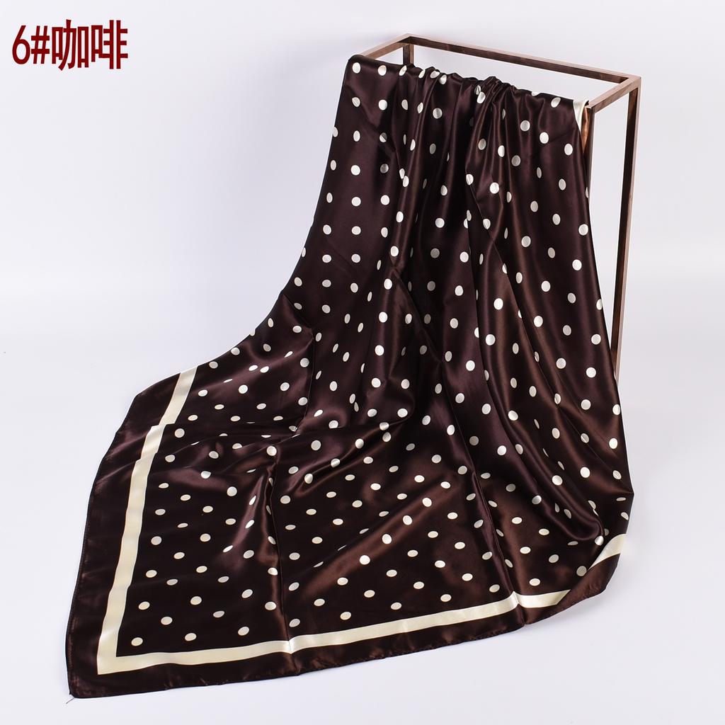 Summer New Fashionable Temperament Wavelet Dot 90CM Large Square Scarf Printed with Fashionable Square Silk