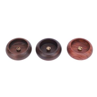 3pcs Incense Holder Walnut Rosewood Ebony Solid Wood Vintage Incense Stick Burner for Home Decor