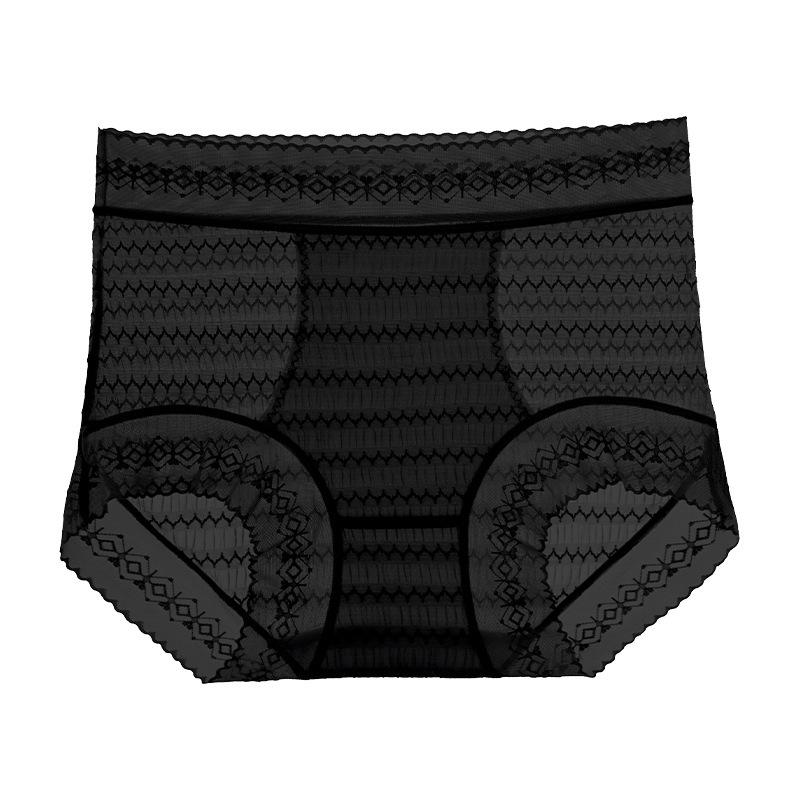 Large Size Female Spring and Summer Thin Lace Seamless Waist Antibacterial Extended Crotch Triangle Briefs