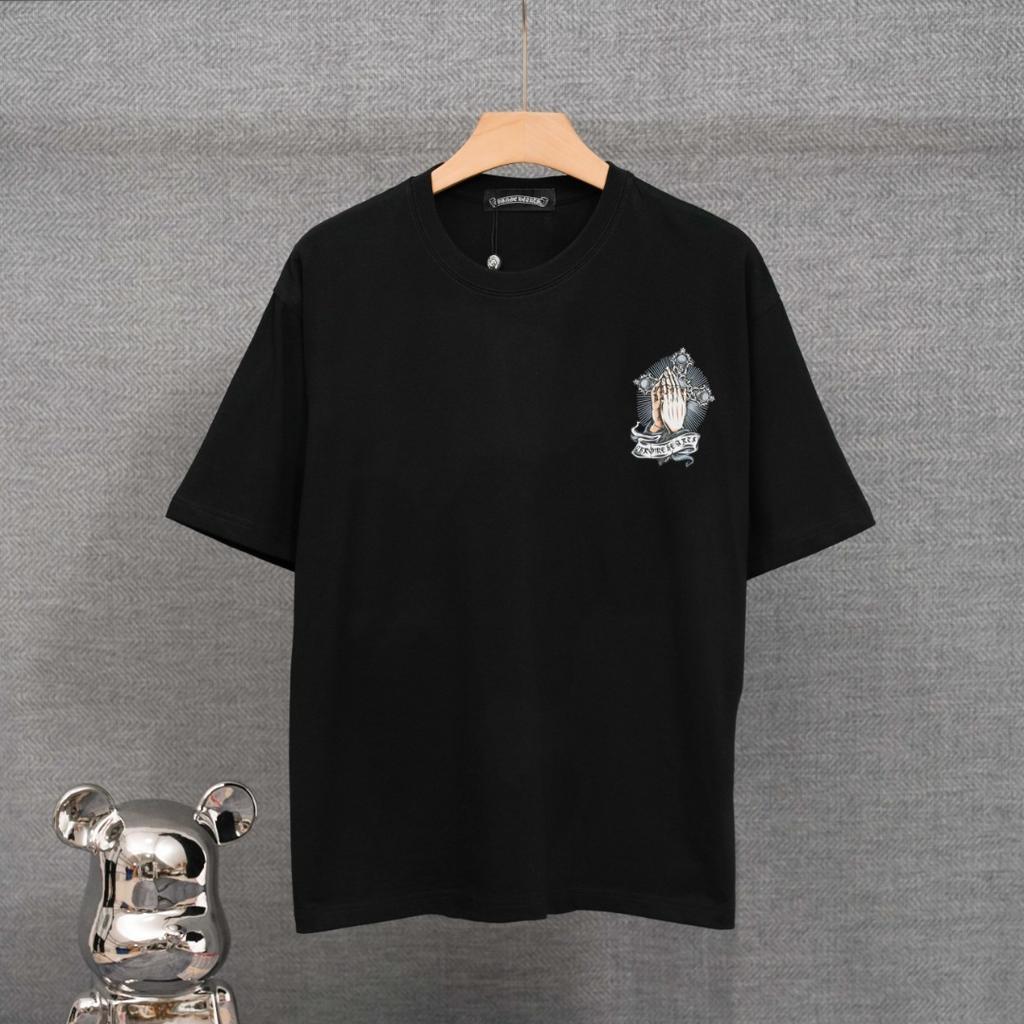 DT83 CHROME HEARTS Sommer Neu Hohe Qualität Baumwolle Rundhals Locker Große Größe Herren und Damen T-Shirt Partner T-Shirt