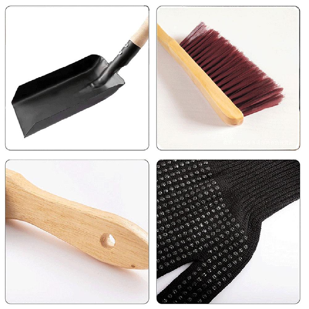 Fireplace Ashes Cleaning Brushes Set Durable Metal Fireplace Washing Kits For Indoors