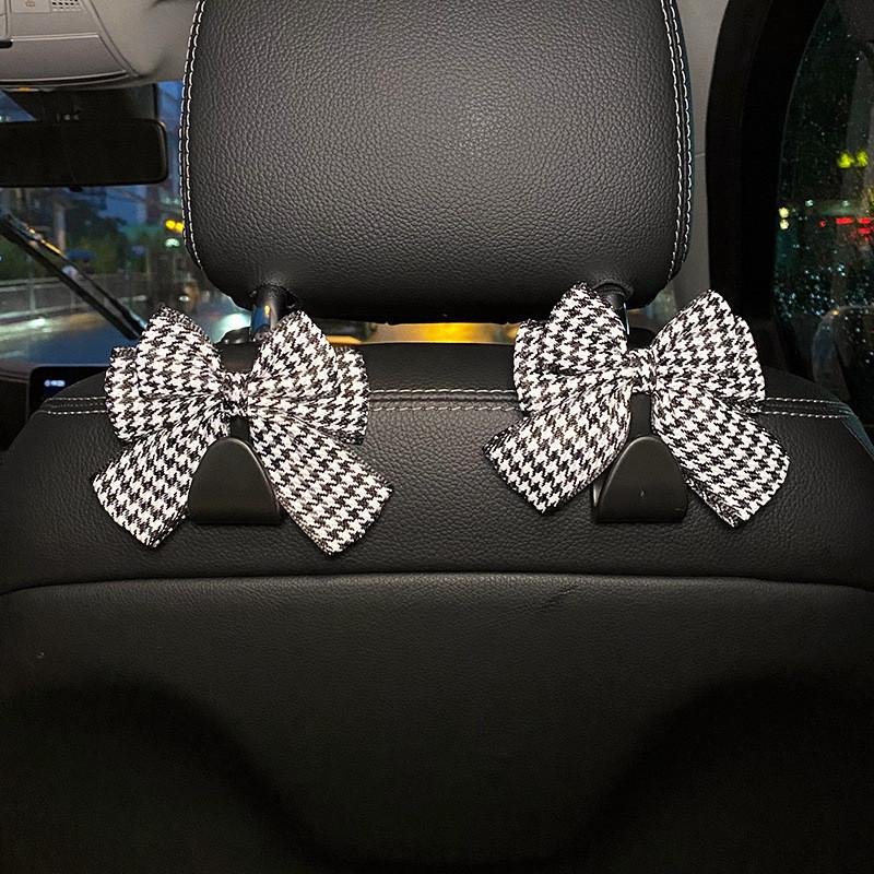 Creative Car Butterfly Bow Hook Multi-functional Backseat Hook For Car Interior Abs+cloth Bow Black Love Butterfly Bow Black Hook