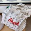 2025 Polka Dot Small Fresh New Shoulder Canvas Bag Tote Large Capacity Retro Ins Travel Letters Niche Han