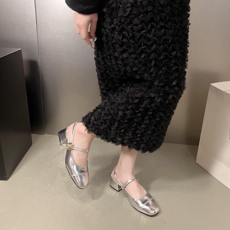 Fashion Summer Mary Jane Sandals Women's Thick Heel Shoes One Button Baotou Single Shoe Elegant Comfortable Ladies Sandals Zapatos Mujer