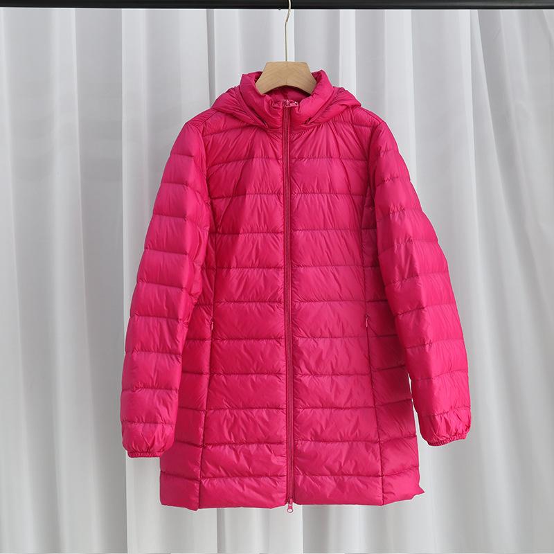 Light Down Jacket Women's Medium and Long Autumn and Winter New Korean Version Slim Fit Large Size Light Jacket Removal Cap
