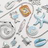 6pcs Enamel Marine Animal Starfish Fish Tail Sea Turtle Stainless Steel Charms For Jewelry Making Bulk Handmade Keychain Pendant