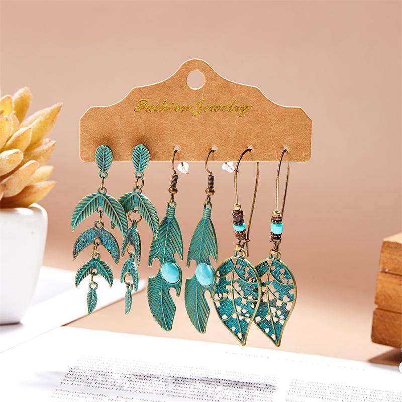 Bohemian Style Tassel & Wing Feather Earrings Set - Ethnic Retro Design