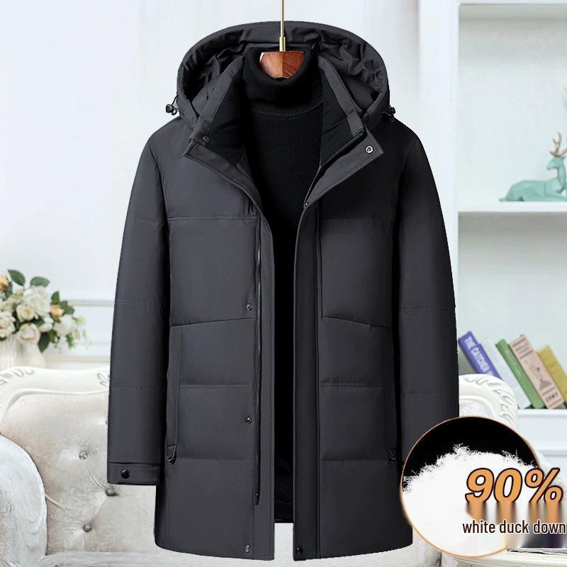 Northeast-Style Mid-Length Winter Down Jacket for Middle-Aged and Elderly Men - Plus Size