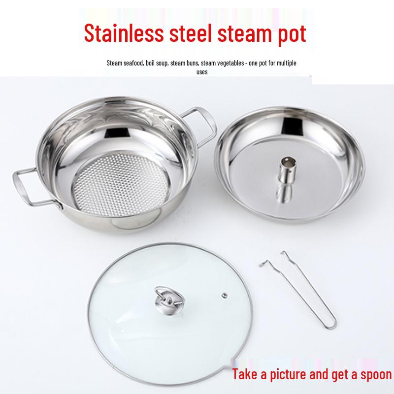 Stainless Steel Dual-Use Seafood Steamer Pot for Gas & Induction Cooktops.