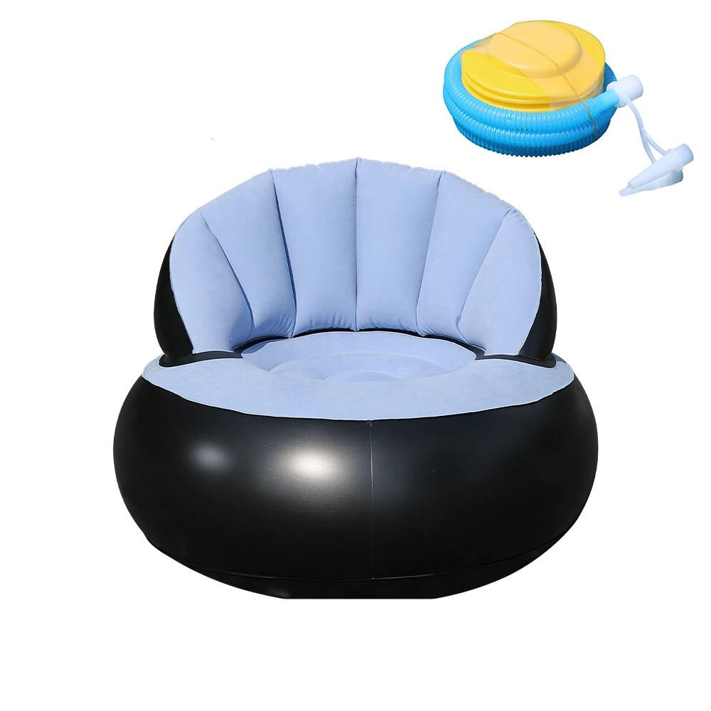 

inflatable sofa with backrest, portable quick-inflating foldable lazy sofa, PVC flocking surface, suitable for living room, game небо синє кольору