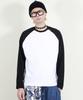Deumakeu Raglan Color Block Solid Long Sleeve T-Shirt Black & White