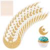Toppere Scânteietoare Lună Stea pentru Cupcakes Eid Mubarak Toppere pentru Tort Lună Semilună Strălucitoare