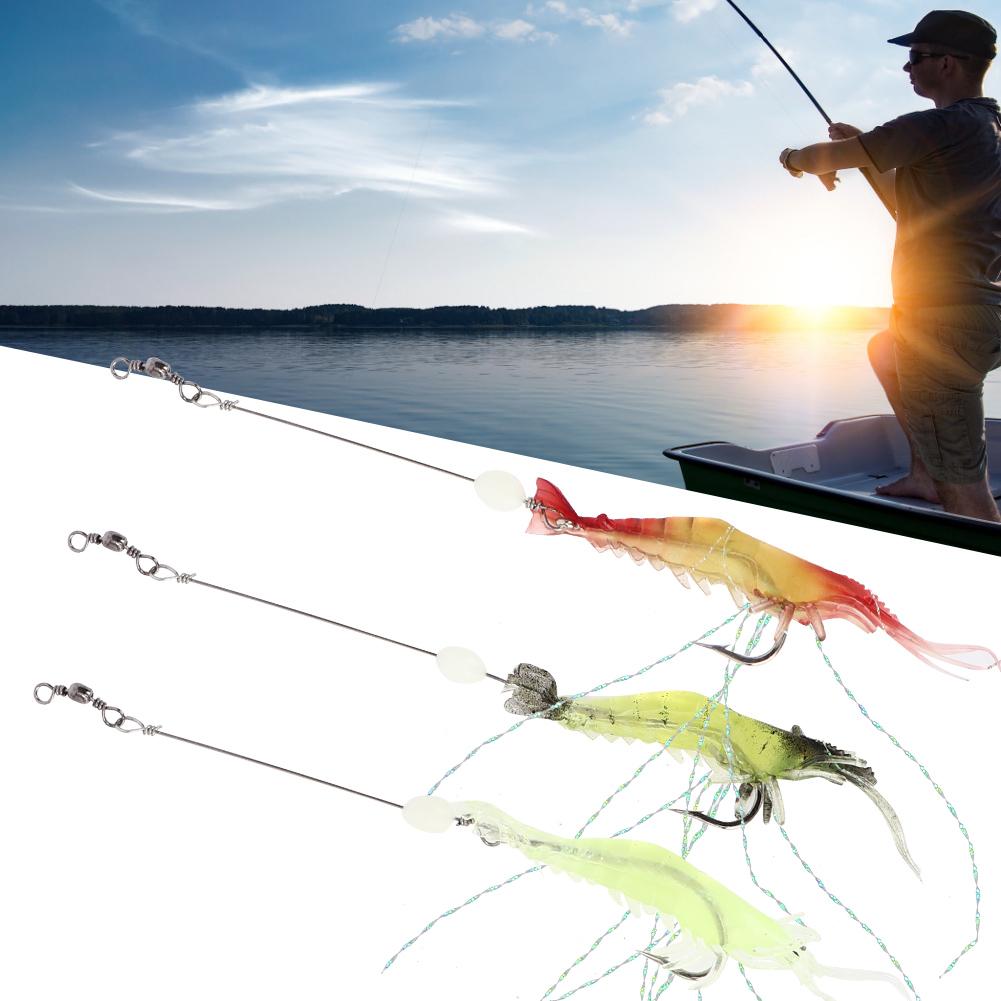 10Pcs Artificial Simulation Shrimp Shape Luminous Soft Fish Lure Bait Fishing Tackle with Hook for Sea Fresh Water