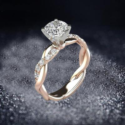 Anello da dito intrecciato con zirconi cubici da donna, regalo di gioielli di fidanzamento per matrimoni