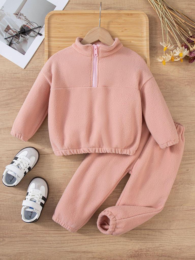 Kids' Fleece Half-Zip Sweatshirt Set for Boys and Girls Ages 1-7 - Autumn and Winter 2-Piece Outfit