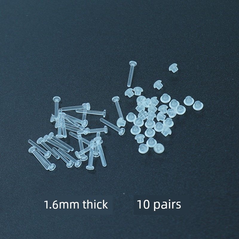 

Expansion Pierced Earrings Long Thick Auricular Needle Medical Transparent Resin Rod Ear-Caring Invisible Plastic Anti-Closing Ear Bar Flat 1.6mm thick 10 pairs